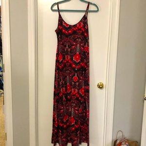 Long red and black casual dress